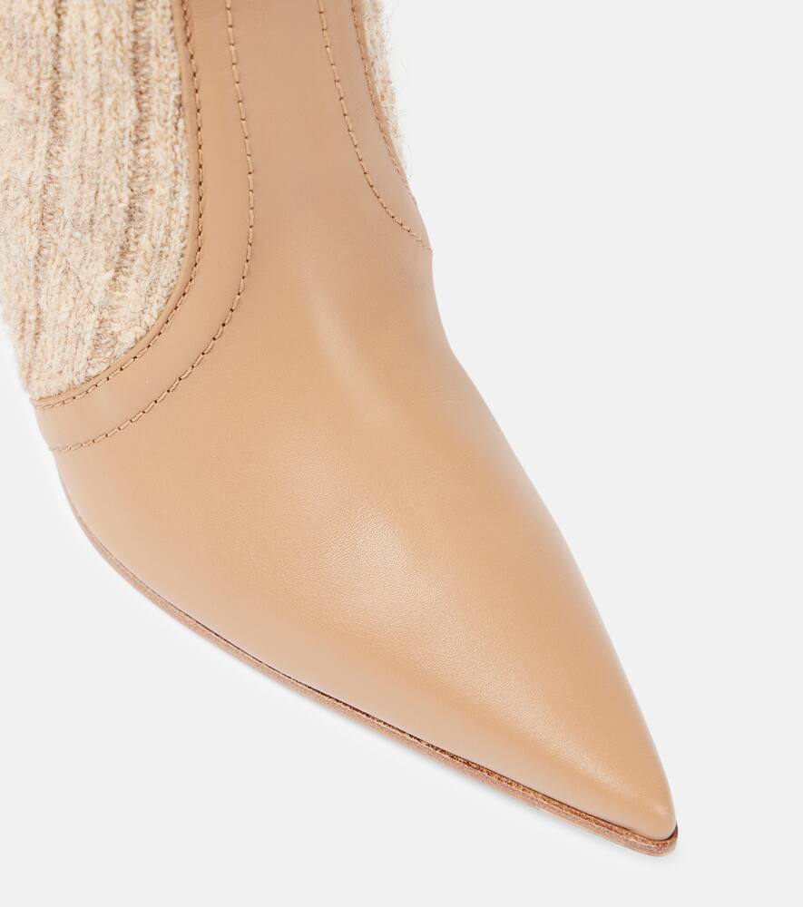 Gianvito Rossi Leather-trimmed Knee-high Boots In Brown