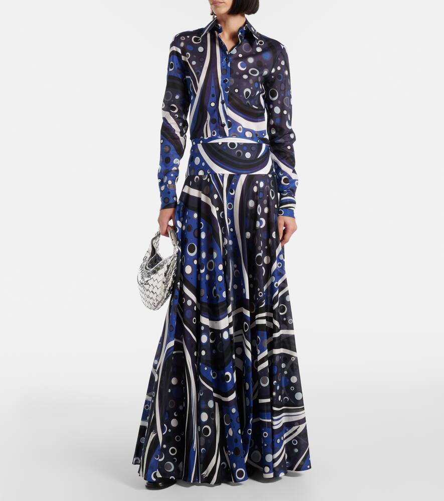 Pucci Printed Cotton Muslin Maxi Skirt In Multicoloured
