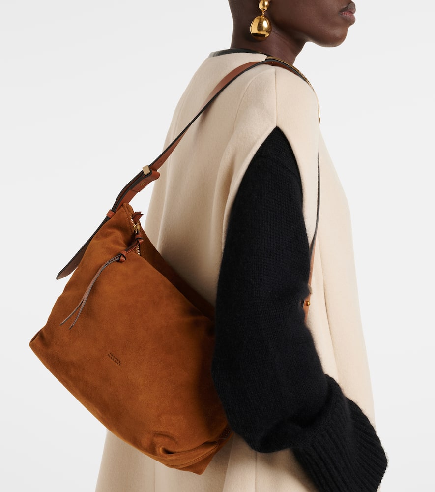 Isabel Marant Leyden Small Suede Shoulder Bag In Brown