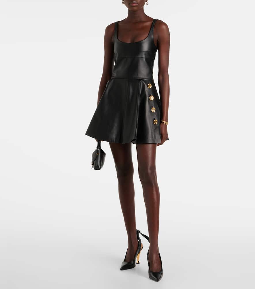 GIVENCHY EMBELLISHED LEATHER MINIDRESS