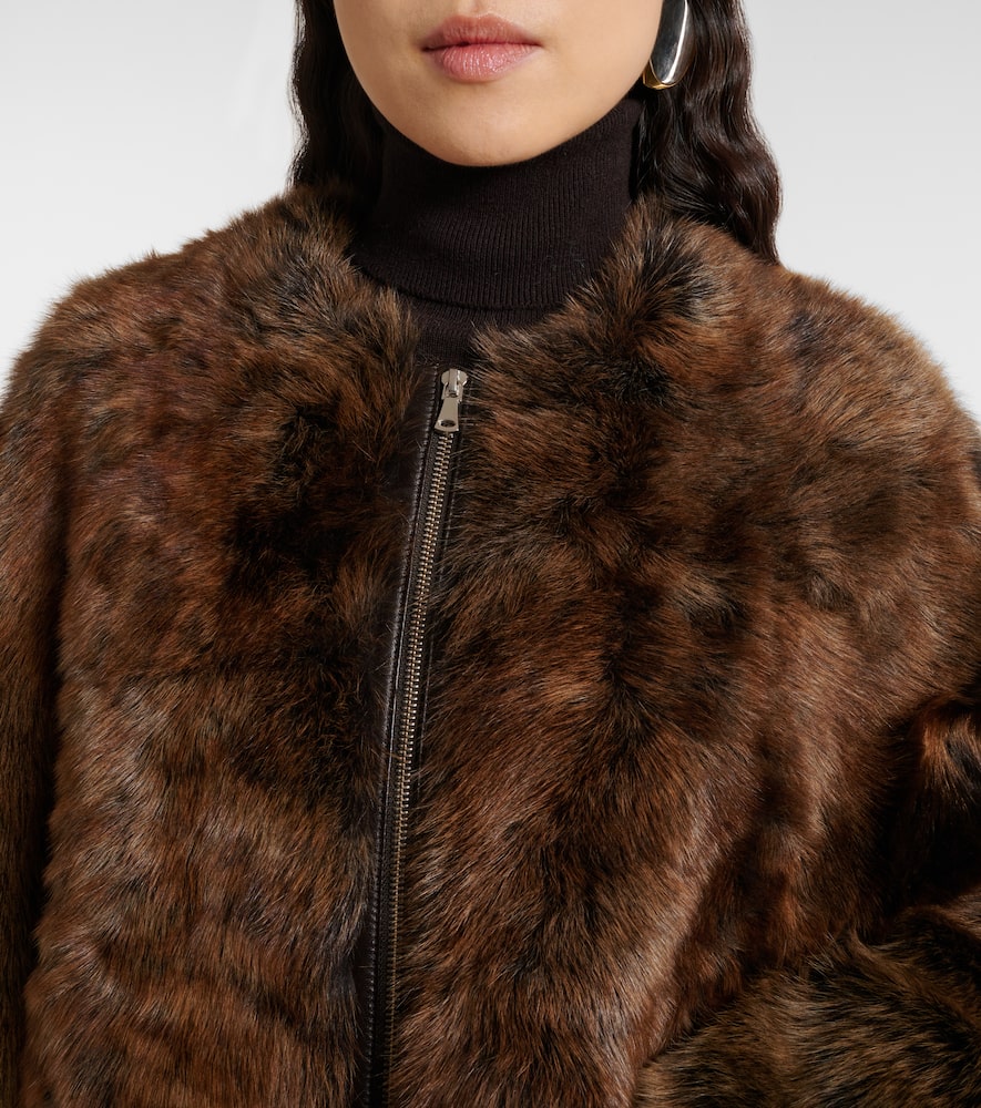 Nour Hammour Dianne Cropped Shearling Jacket In Brown