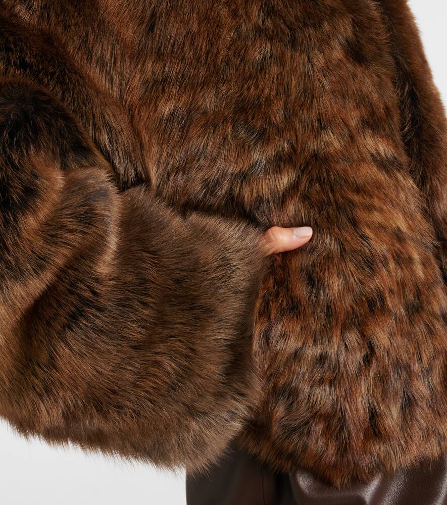 Nour Hammour Dianne Cropped Shearling Jacket In Brown
