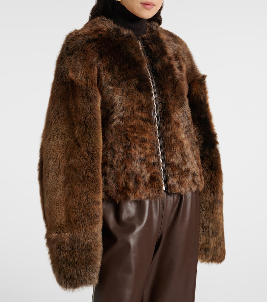 Nour Hammour Dianne Cropped Shearling Jacket In Brown