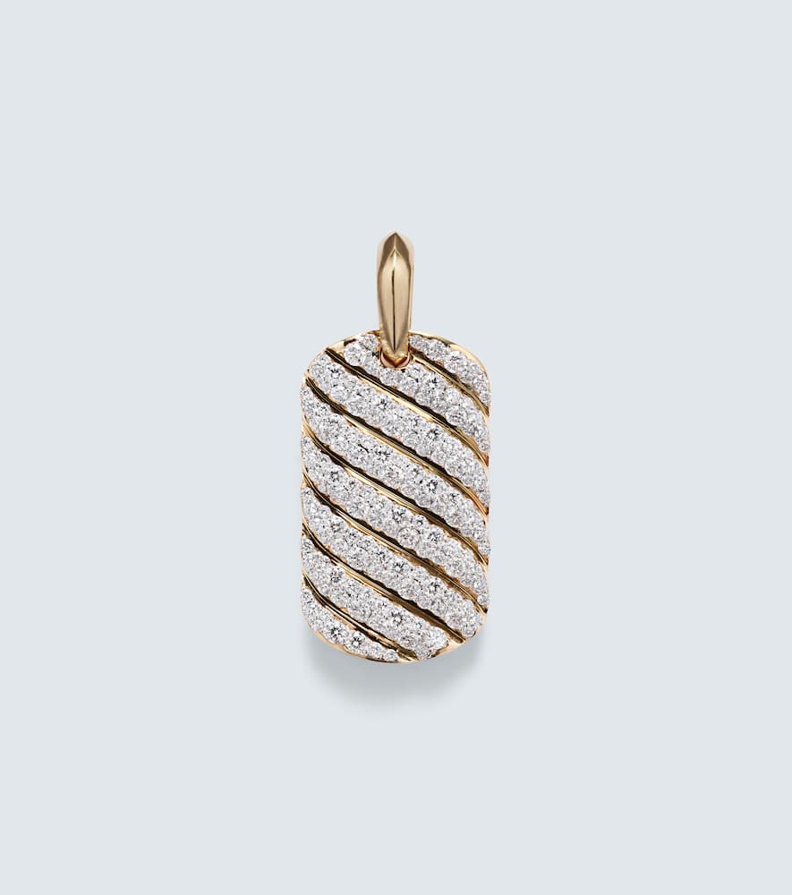 Sculpted Cable 18kt gold pendant with diamonds