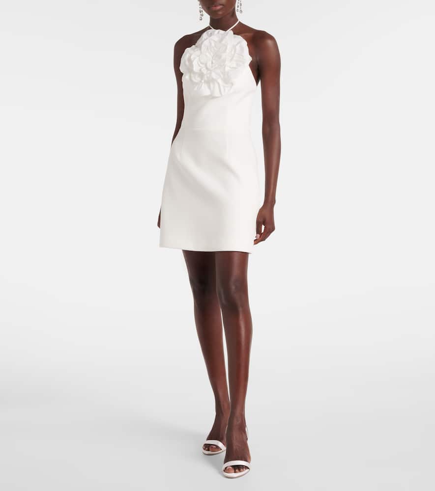 Rebecca Vallance Odetta Floral-appliqué Halterneck Minidress In White