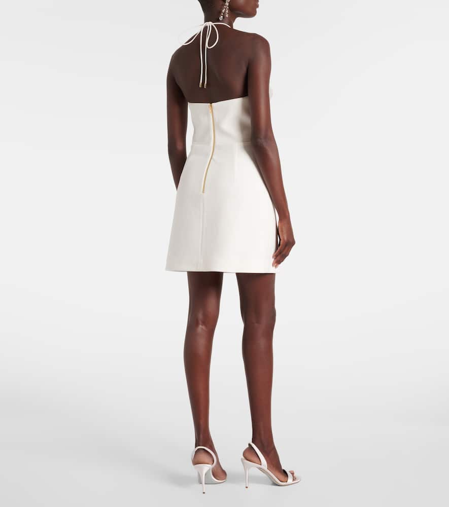 Rebecca Vallance Odetta Floral-appliqué Halterneck Minidress In White