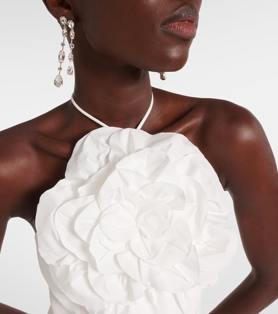 Rebecca Vallance Odetta Floral-appliqué Halterneck Minidress In White