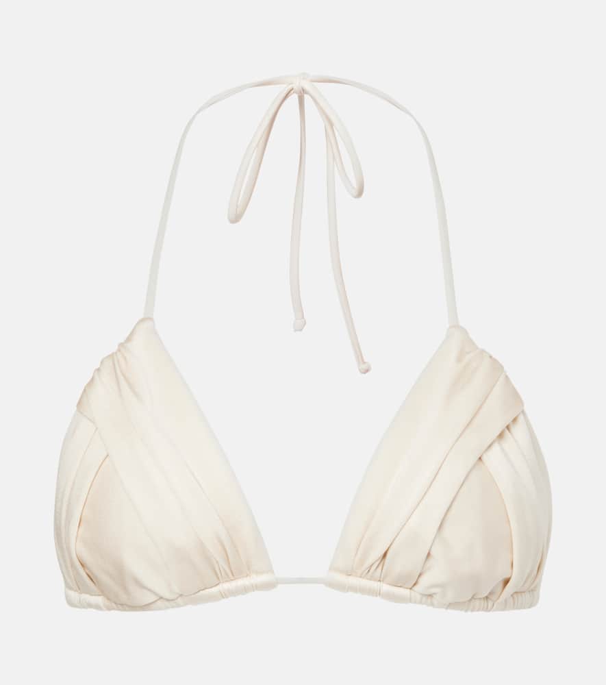 Bananhot Jasmin Ruched Triangle Bikini Top In Neutral