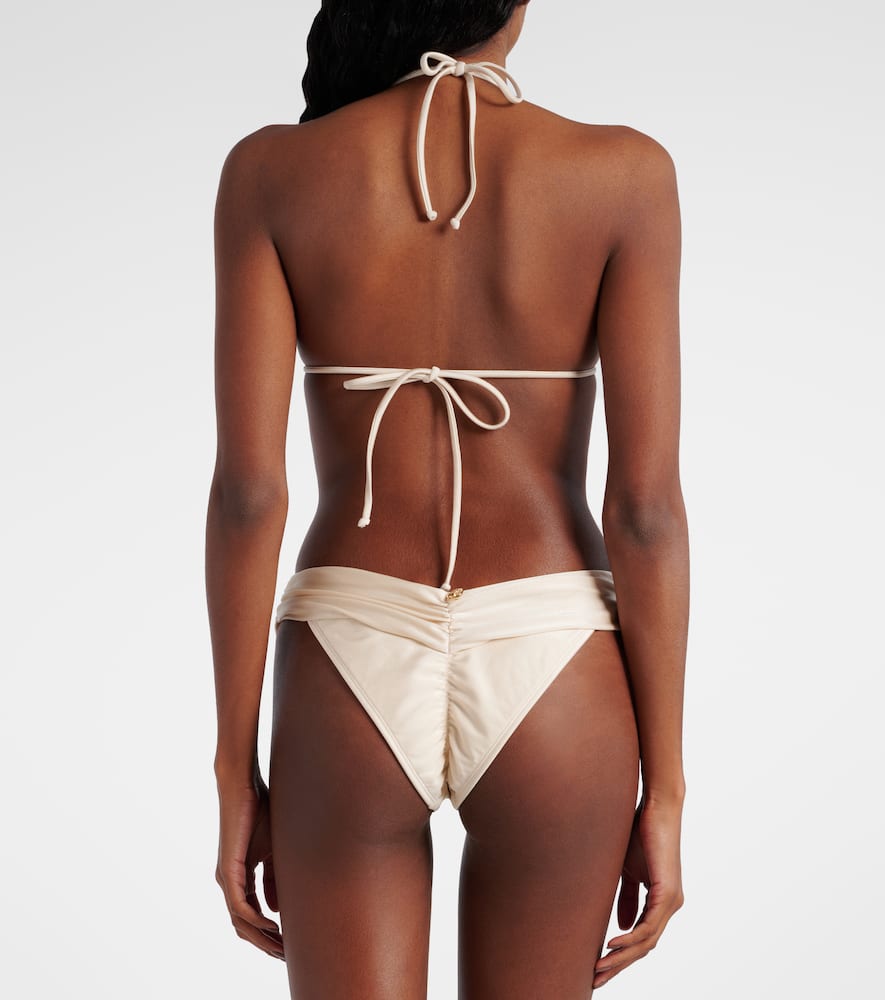 Bananhot Jasmin Ruched Triangle Bikini Top In Neutral
