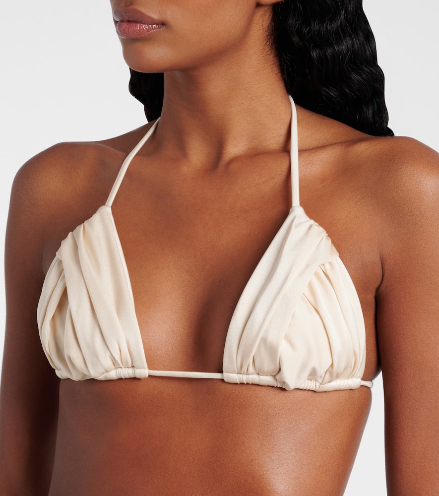 Bananhot Jasmin Ruched Triangle Bikini Top In Neutral