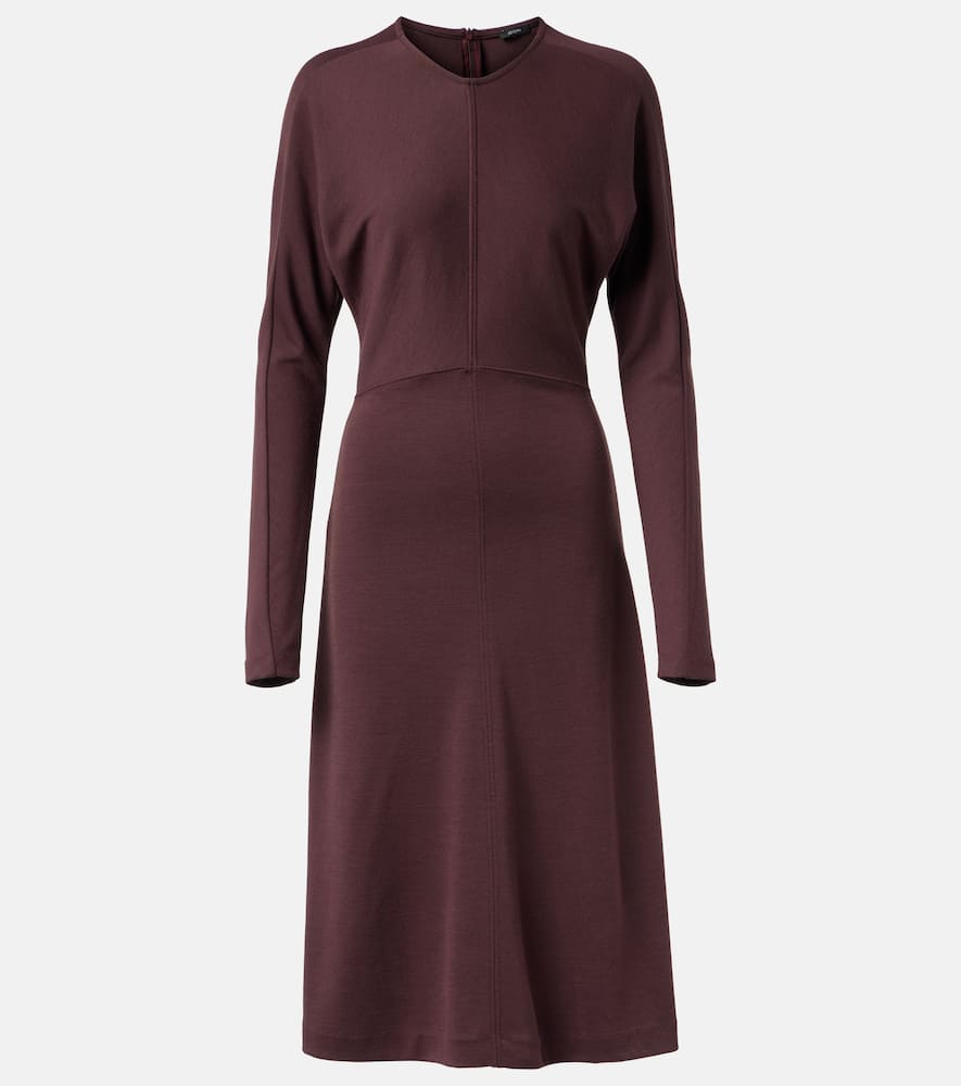 Joseph Wool Midi Dress In Brown