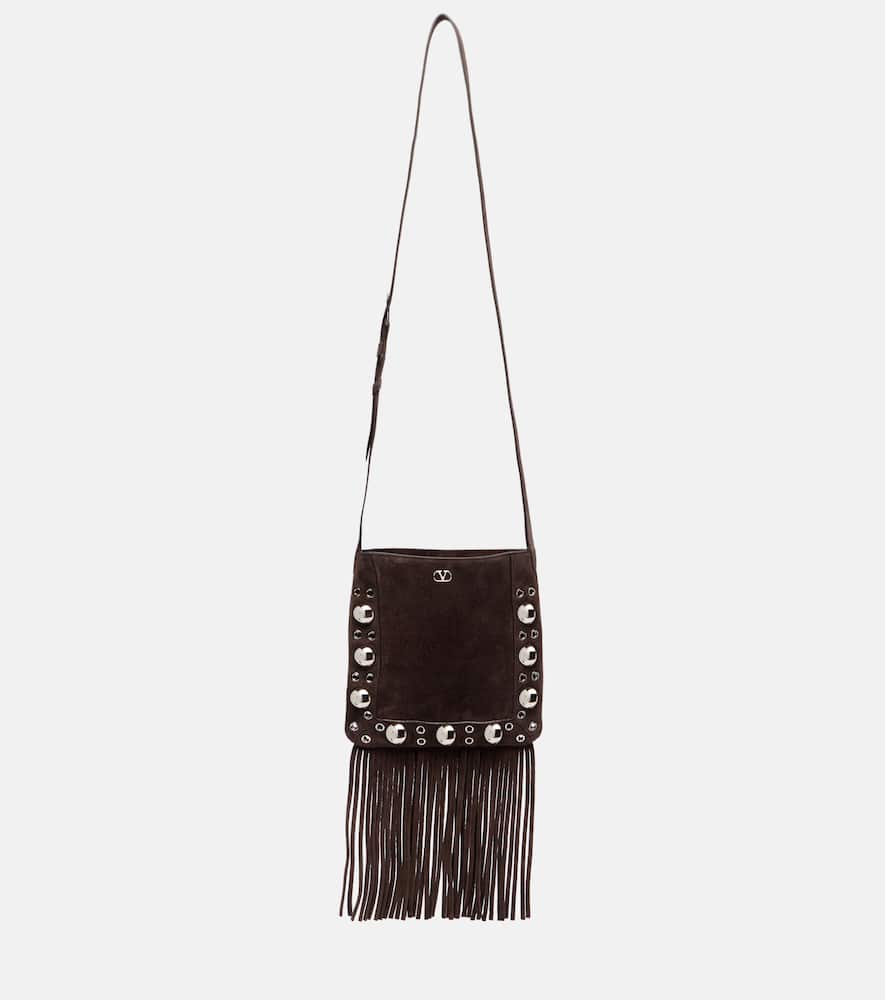 Valentino Nellcôte Small Fringed Suede Shoulder Bag