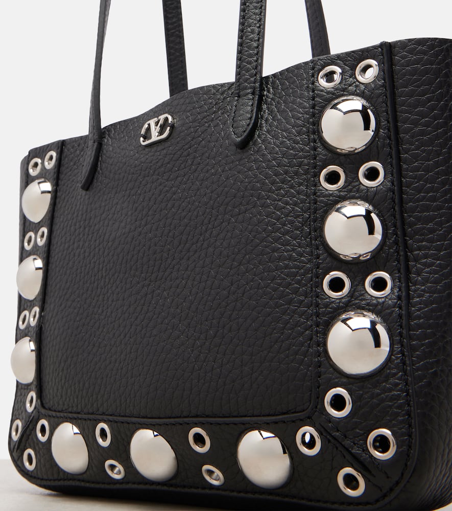 Valentino Nellcote Studded Leather Mini Tote Bag In Black