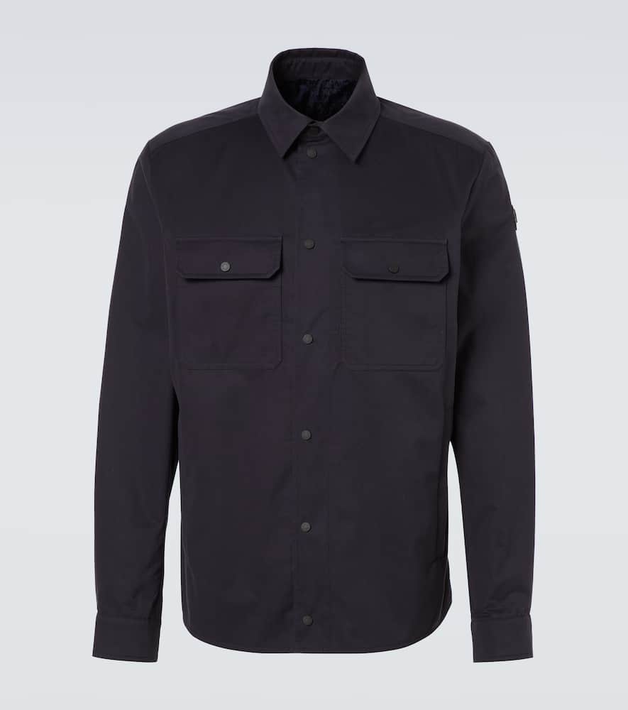 Moncler Cotton Gabardine Overshirt In Blue