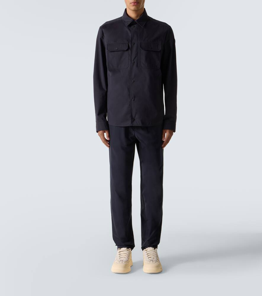 Moncler Cotton Gabardine Overshirt In Blue