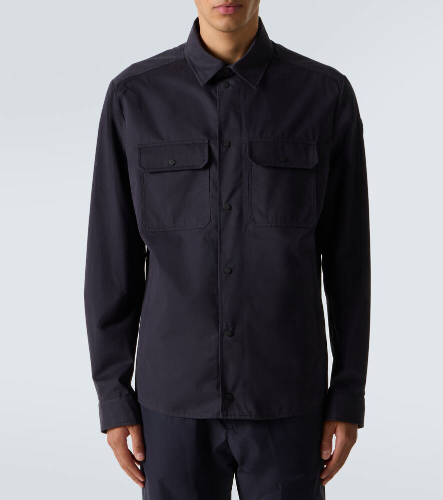 Moncler Cotton Gabardine Overshirt In Blue