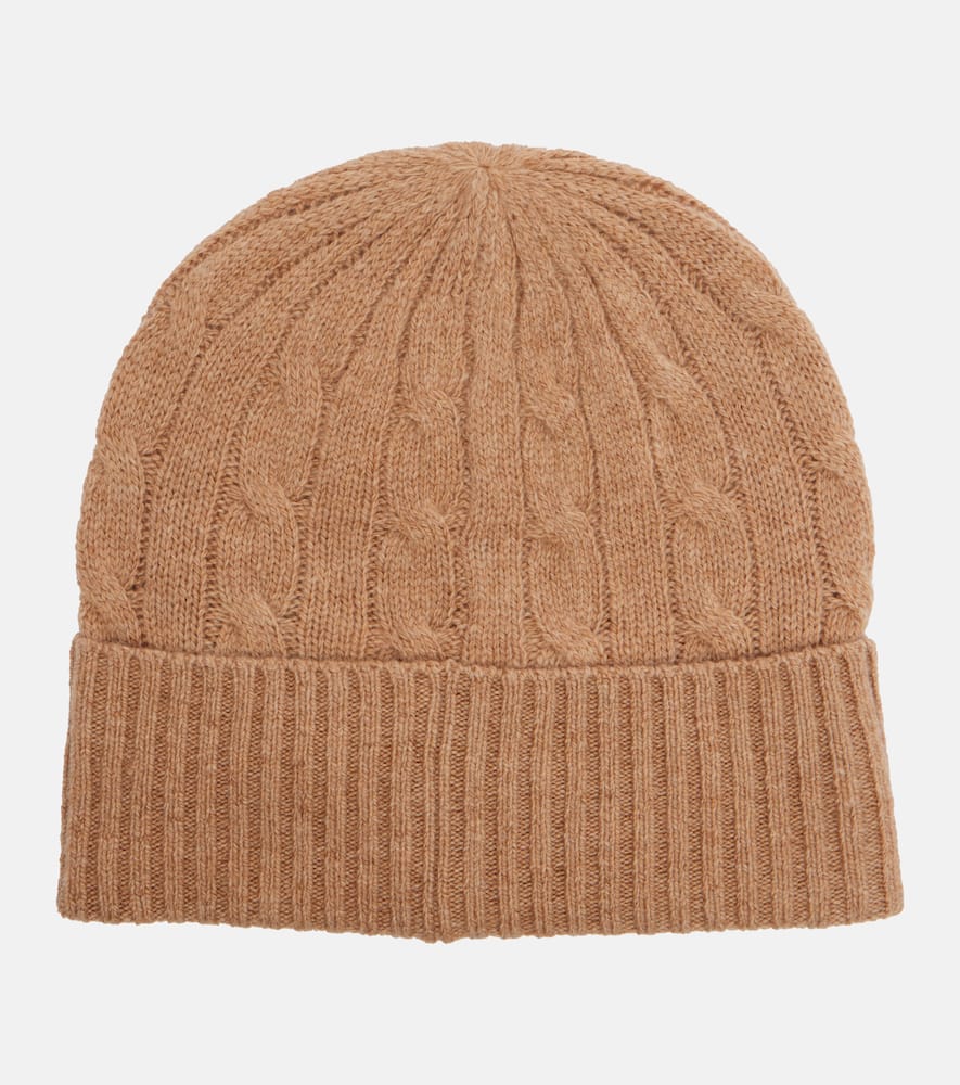 Polo Ralph Lauren Cable-knit Wool And Cashmere Beanie In Brown
