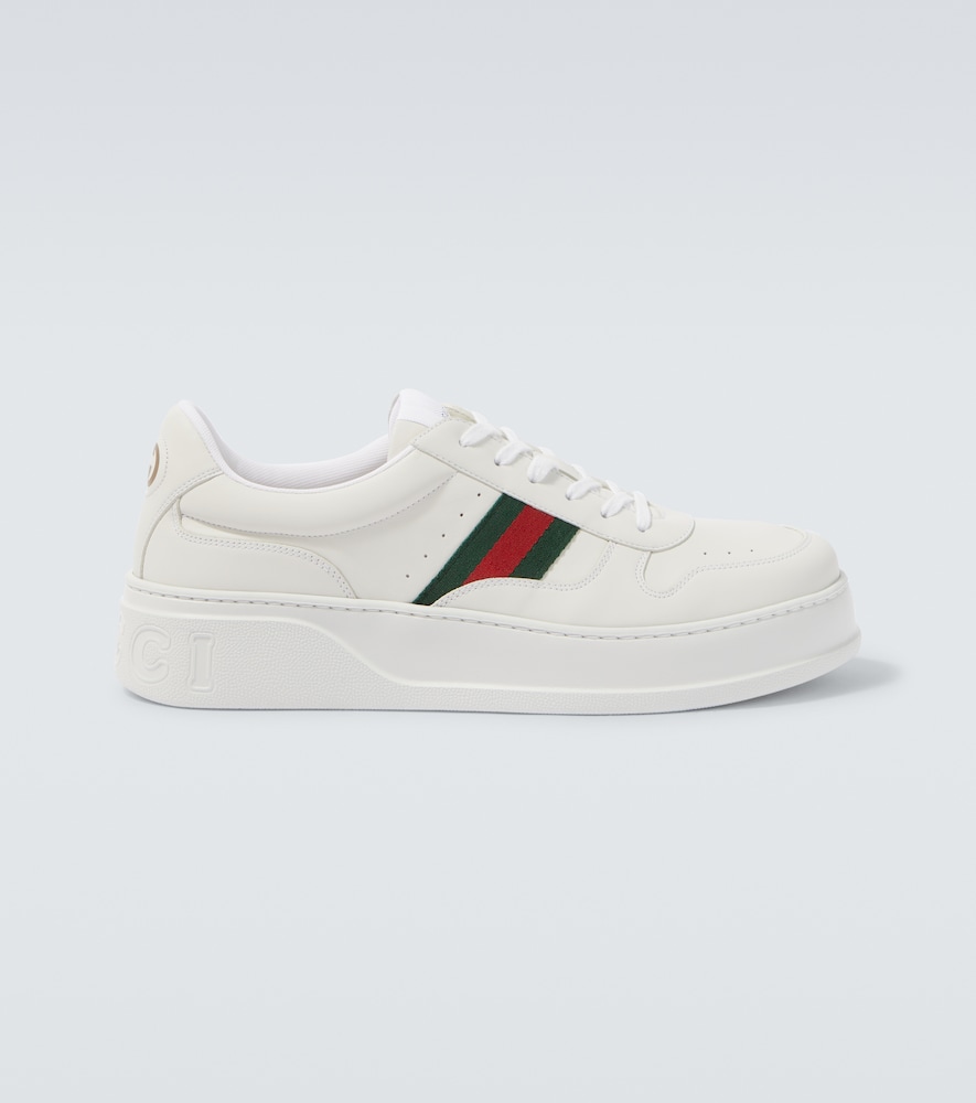 Gucci Uomo Sneakers Web Stripe In Pelle Bianco Eu Taglia 43- Mytheresa