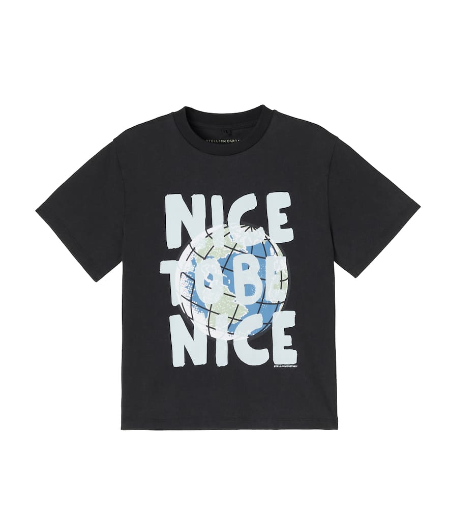 Stella Mccartney Printed Cotton Jersey T-shirt In Black