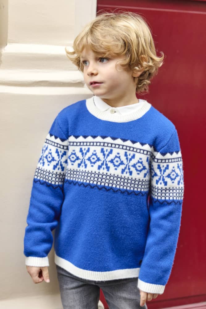 Tartine Et Chocolat Jacquard Wool Sweater In Blue