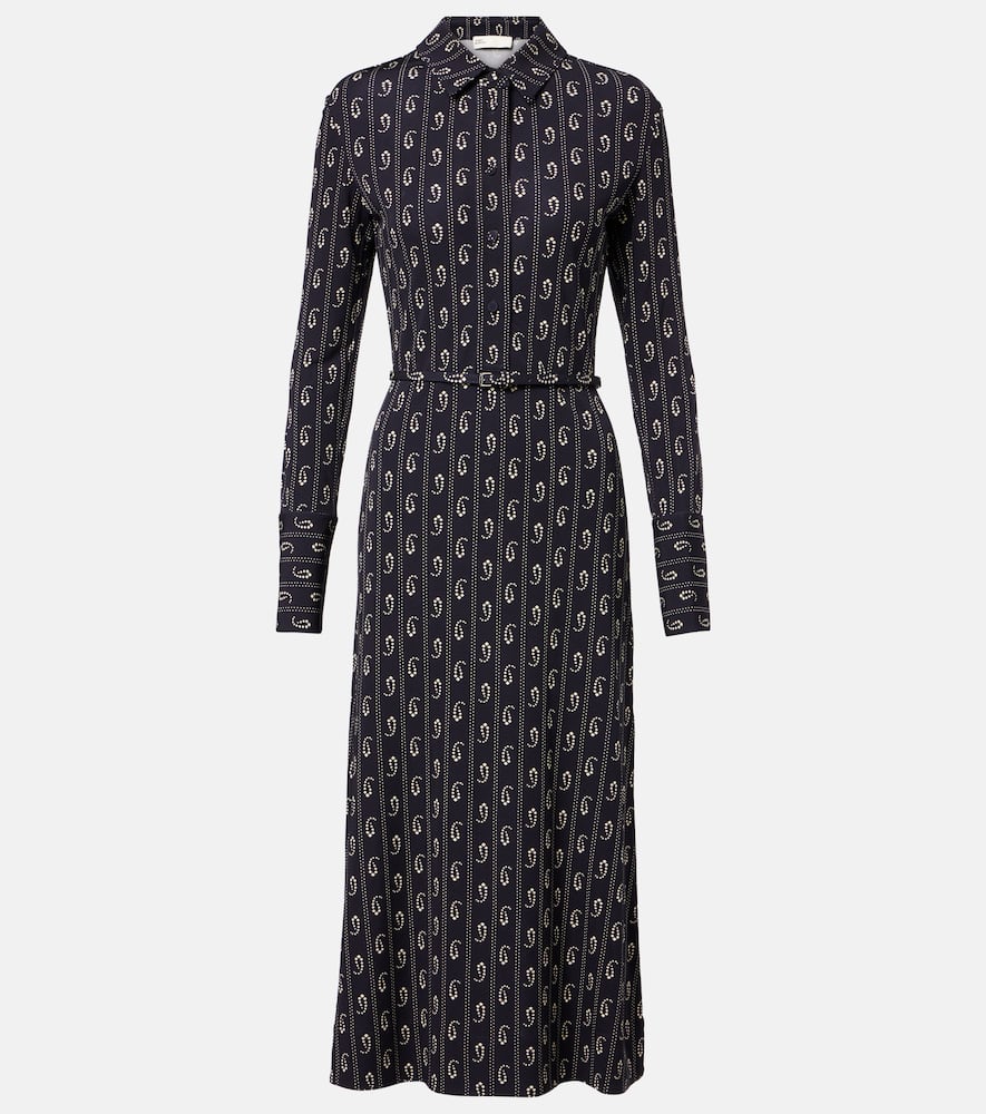 Tory Burch Paisley-print Belted Shirtdress In Black