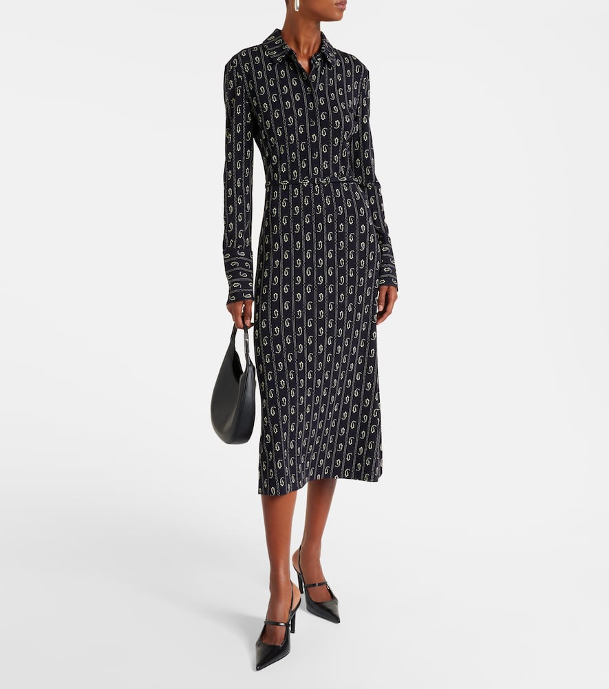 Tory Burch Paisley-print Belted Shirtdress In Black