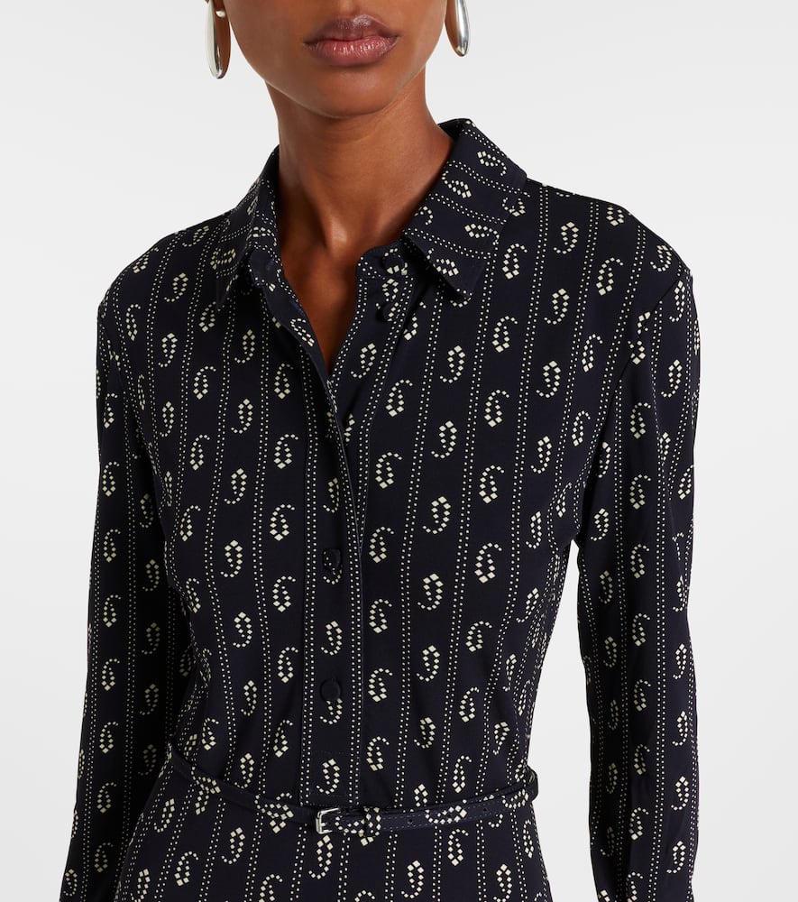 Tory Burch Paisley-print Belted Shirtdress In Black