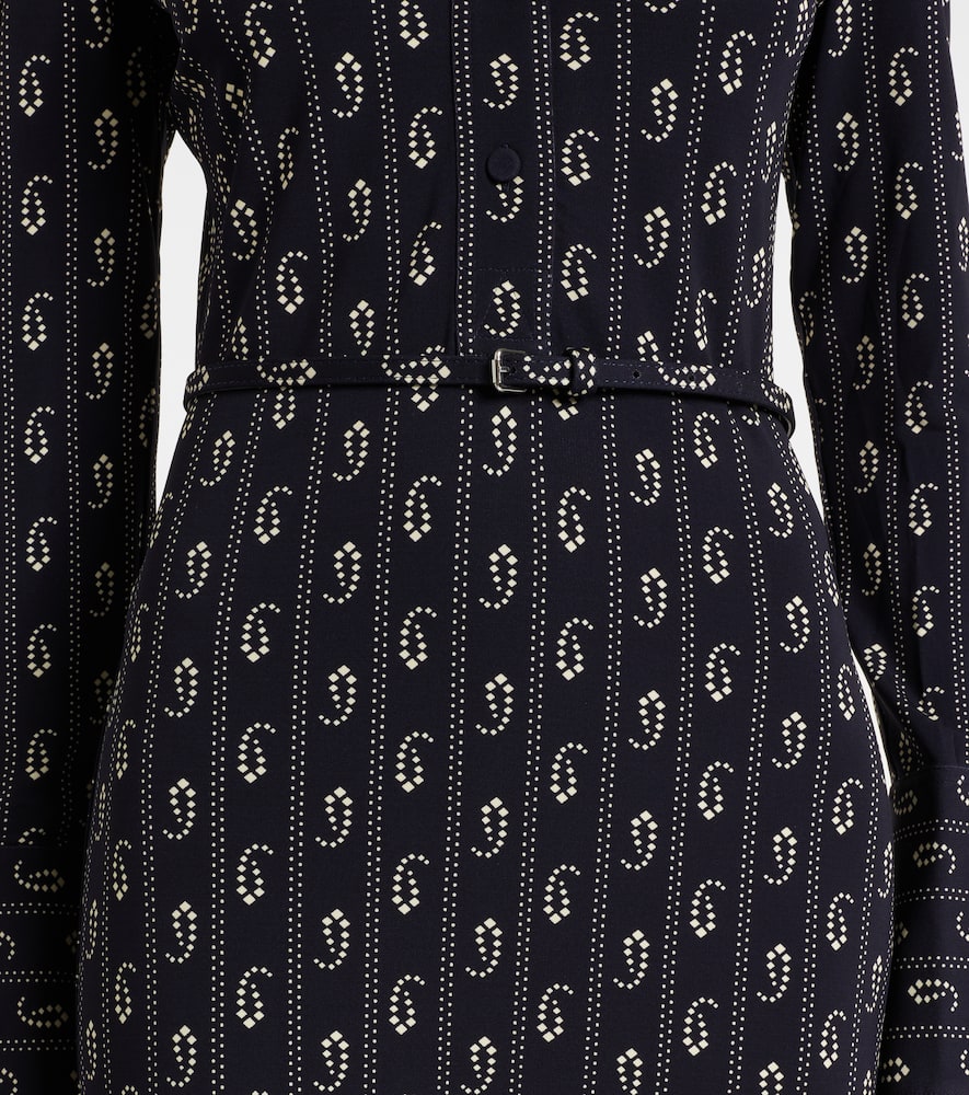 Tory Burch Paisley-print Belted Shirtdress In Black