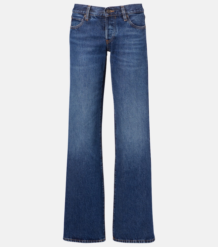 Frame The Gray Low-rise Wide-leg Jeans In Blue