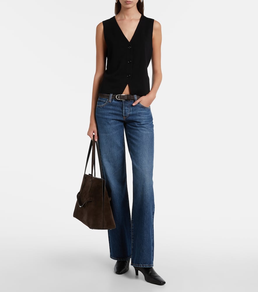 Frame The Gray Low-rise Wide-leg Jeans In Blue