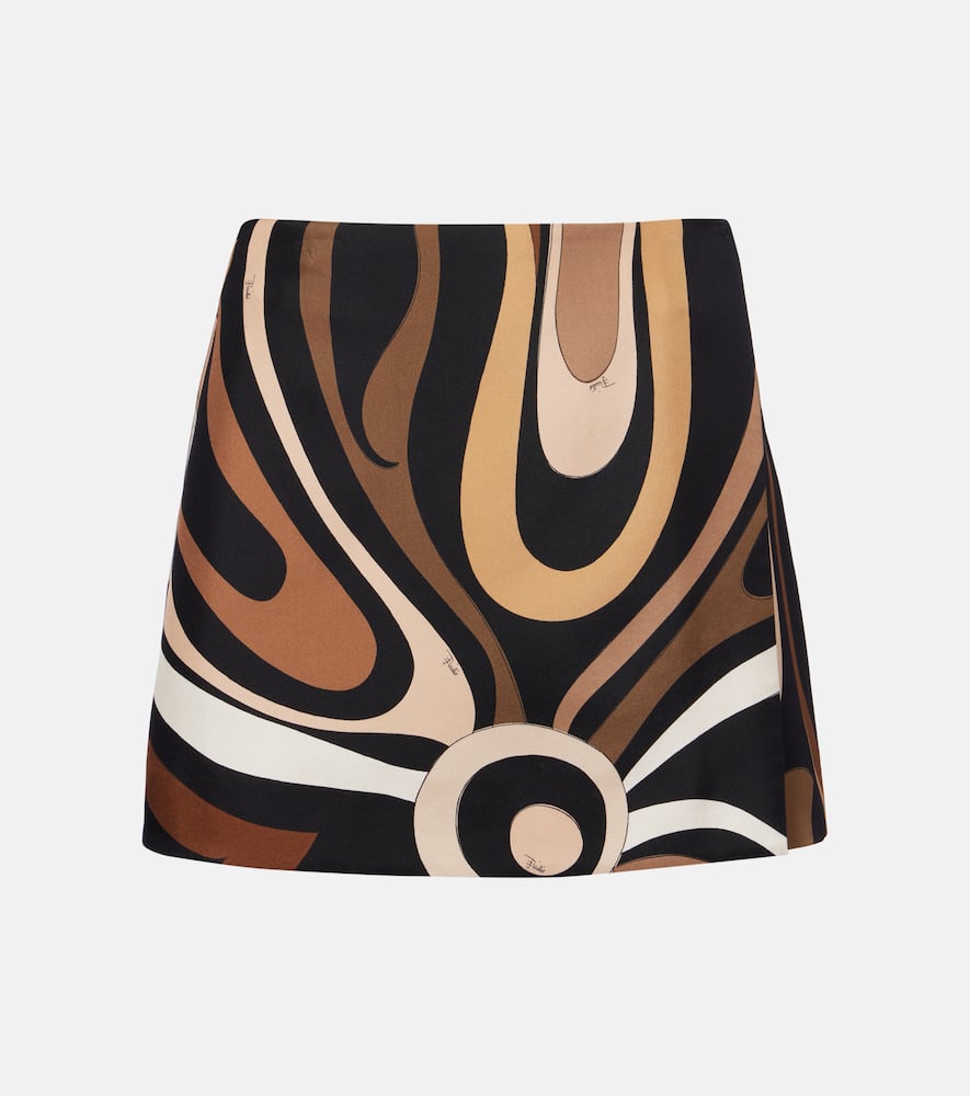 Pucci Marmo Silk Satin Miniskirt In Black