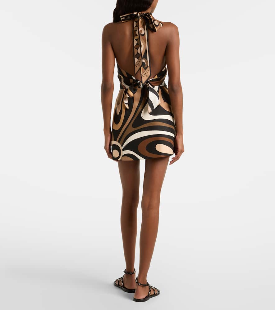 Pucci Marmo Silk Satin Miniskirt In Black