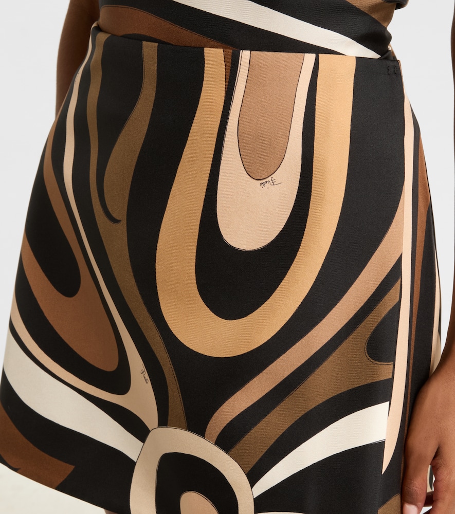 Pucci Marmo Silk Satin Miniskirt In Black