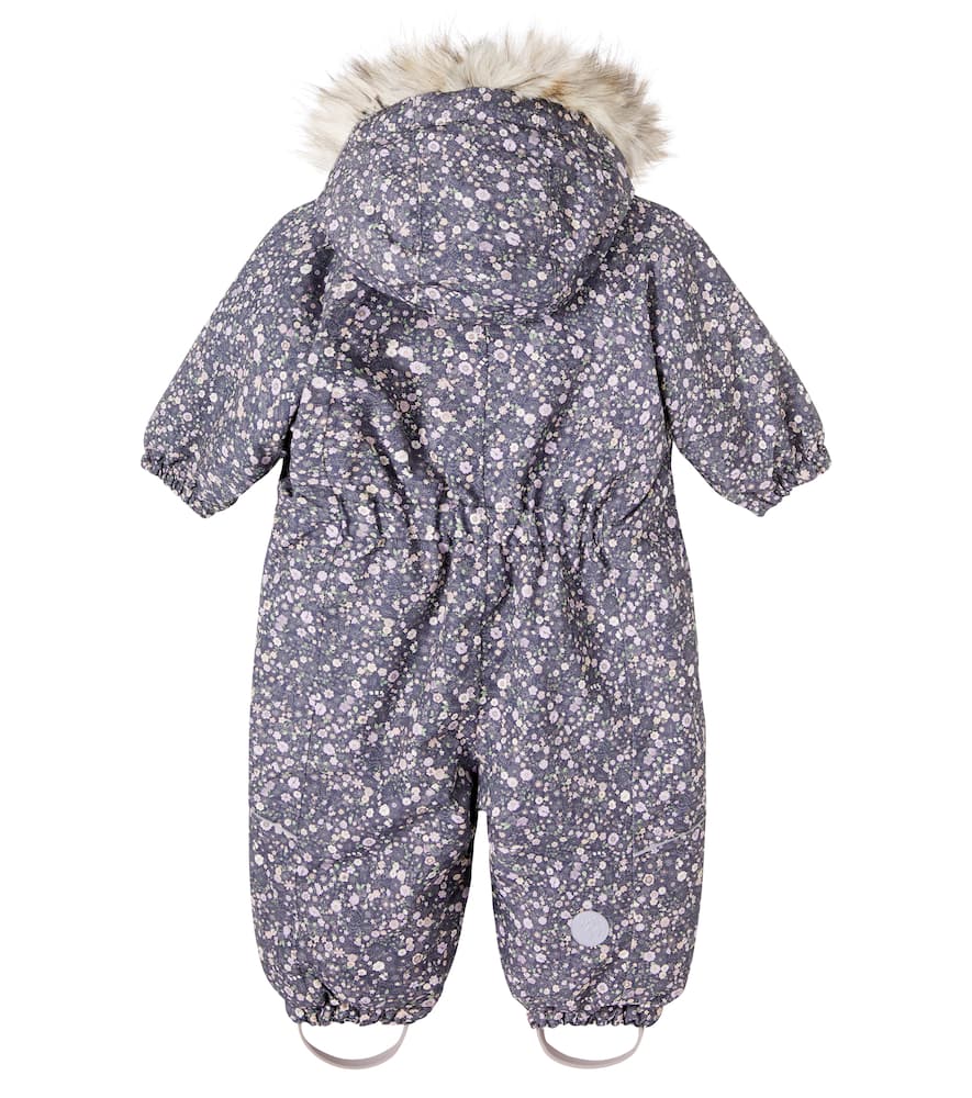 Wheat Baby Nickie Floral Hooded Snowsuit In Blue