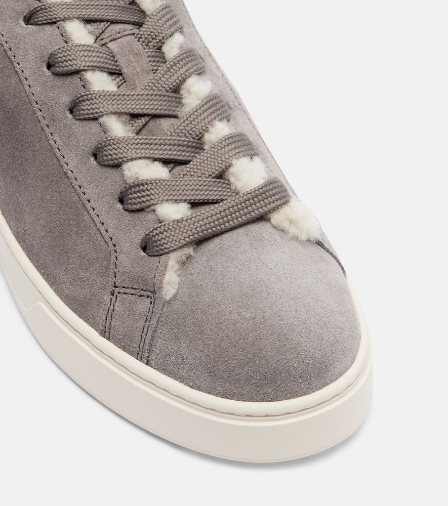 Tod's Classic Shearling-lined Suede Sneakers In Gray