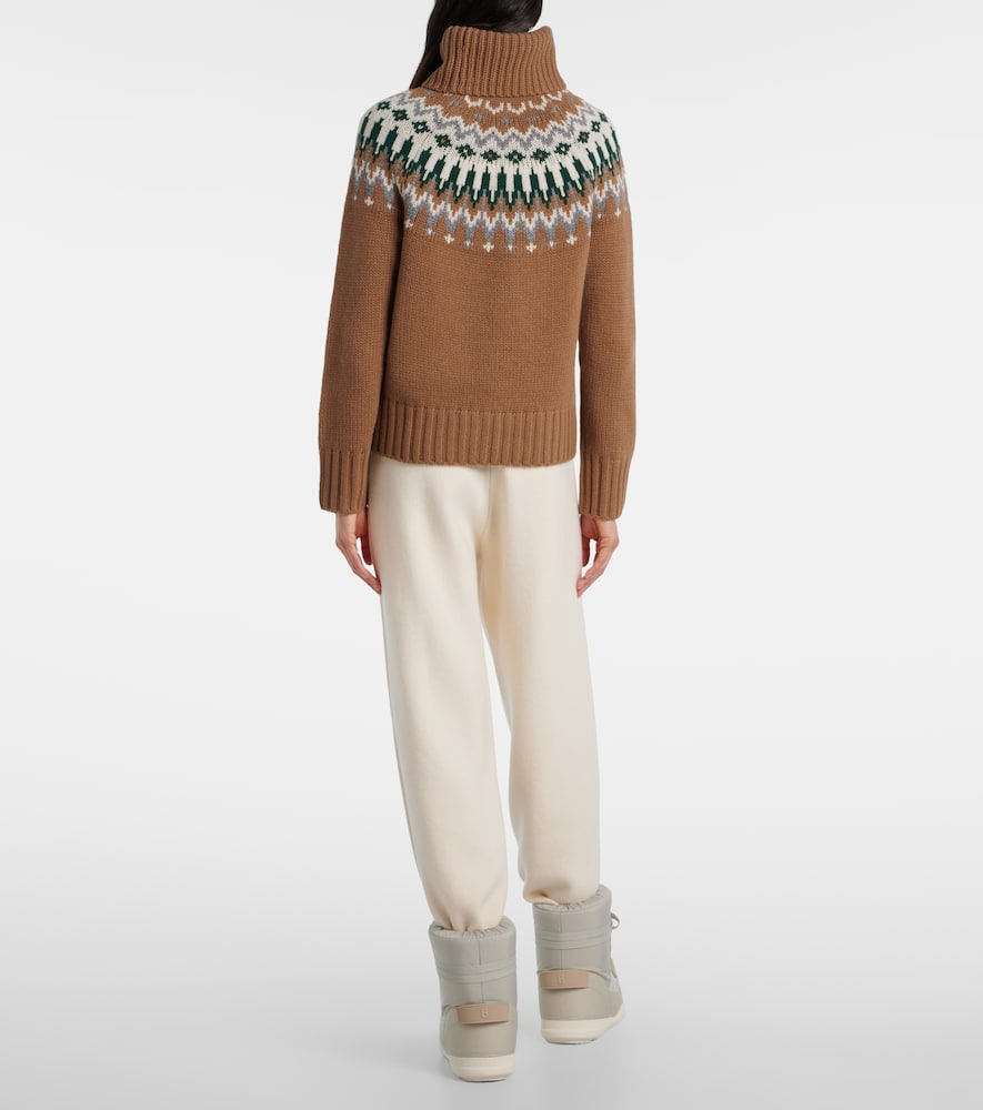 Bogner Ingrid Jacquard Cashmere Turtleneck Sweater In Brown