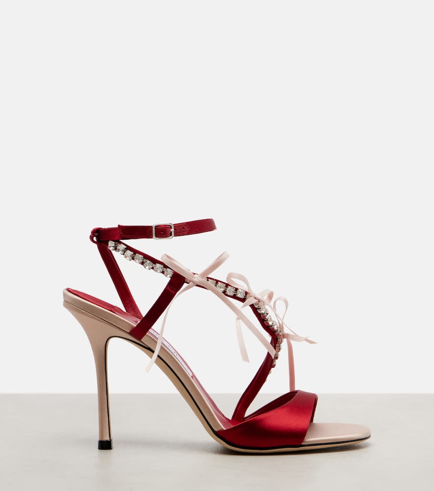 Jimmy Choo Lula 100 Crystal-embellished Satin Sandals In Red