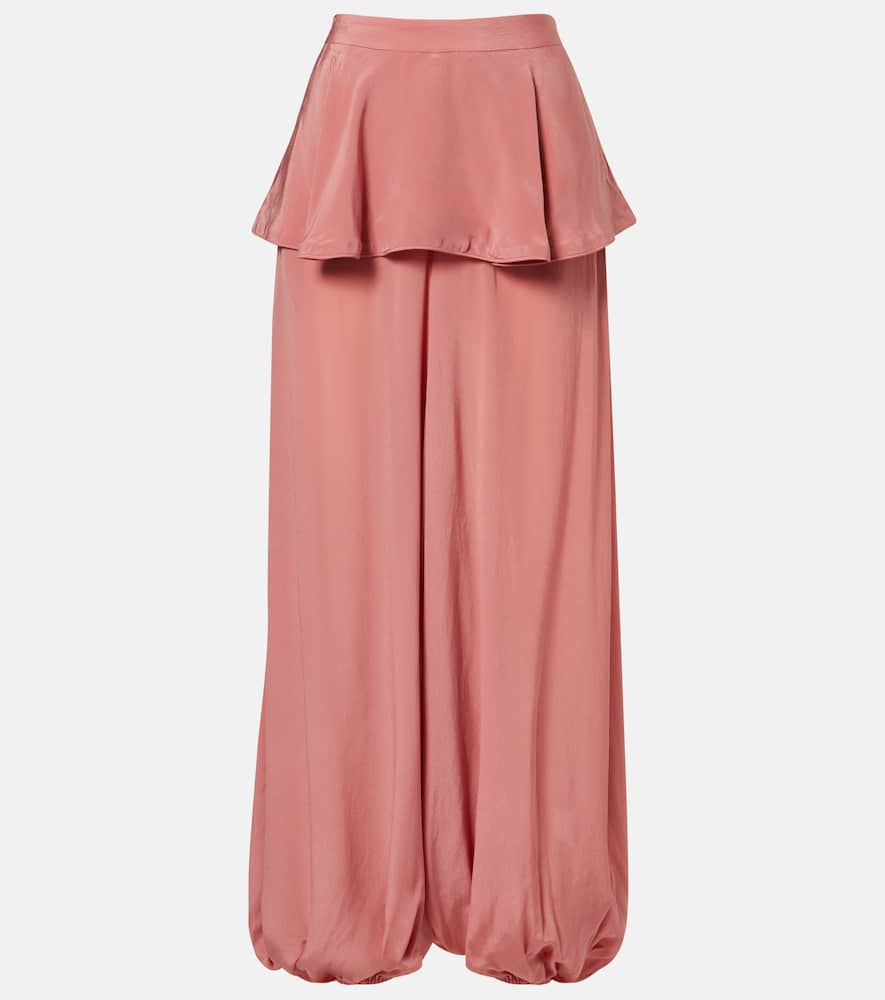 Adriana Degreas Solid Peplum Balloon Pants In Pink