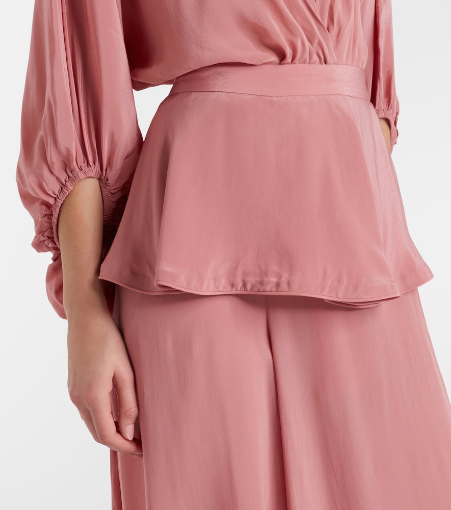 Adriana Degreas Solid Peplum Balloon Pants In Pink
