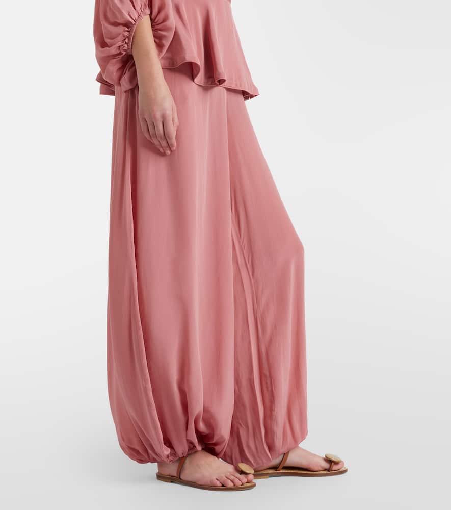 Adriana Degreas Solid Peplum Balloon Pants In Pink