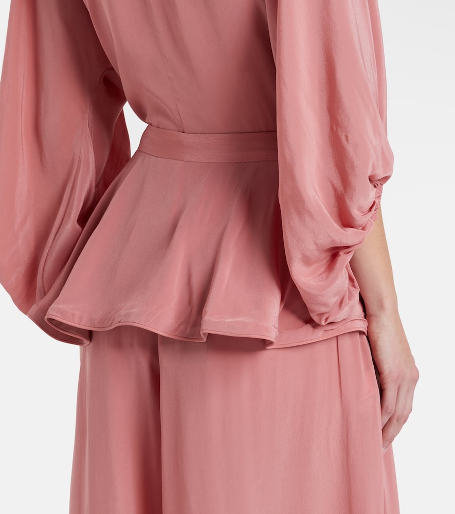 Adriana Degreas Solid Peplum Balloon Pants In Pink