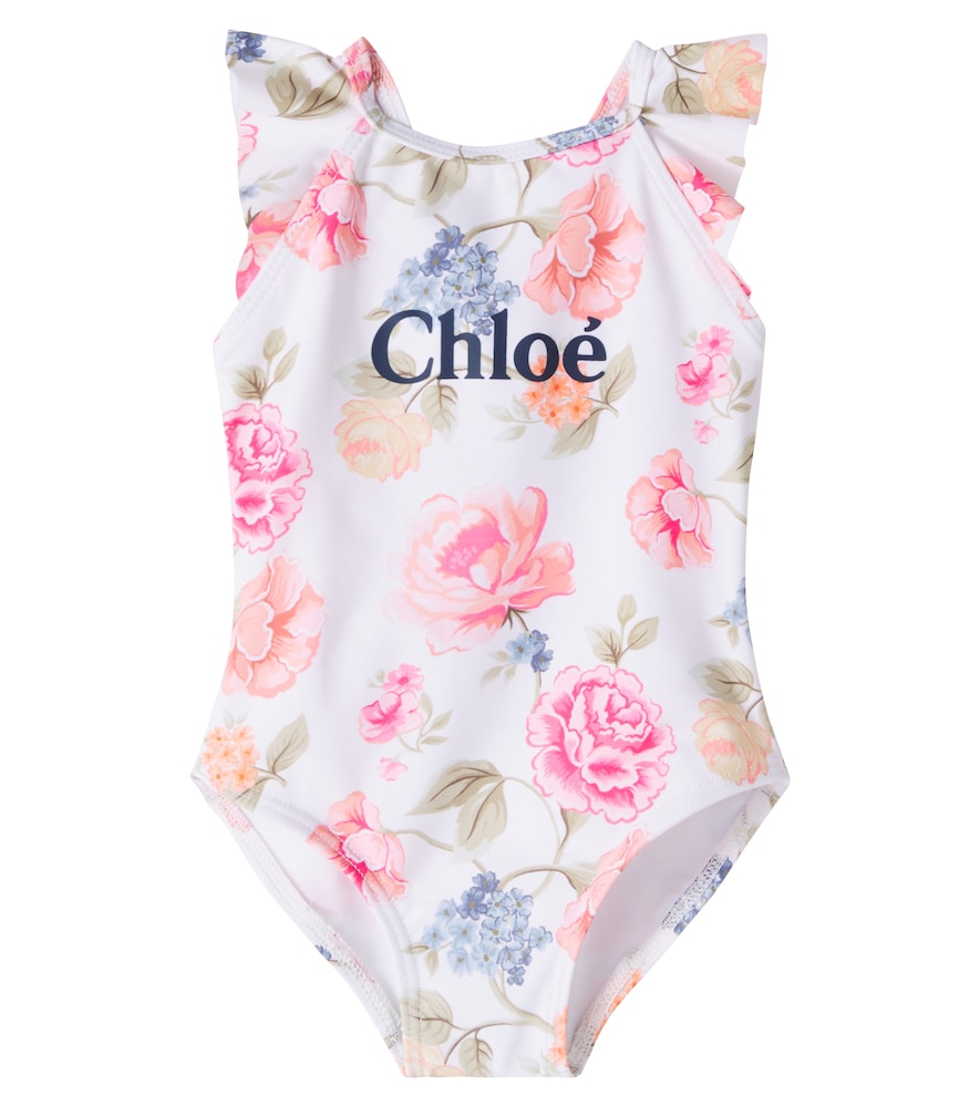 Chloe Kids Multicoloured Baby Logo Floral Swimsuit M Size 36 - Mytheresa