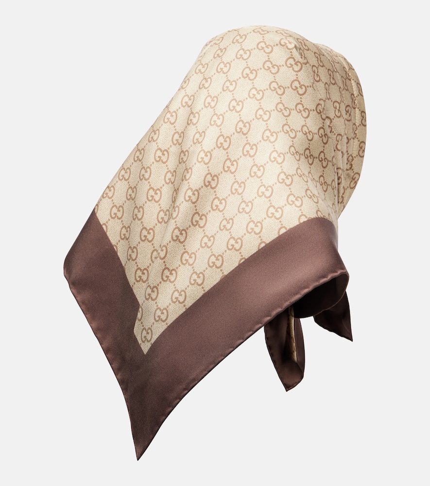 GG Printed Silk Twill Scarf
