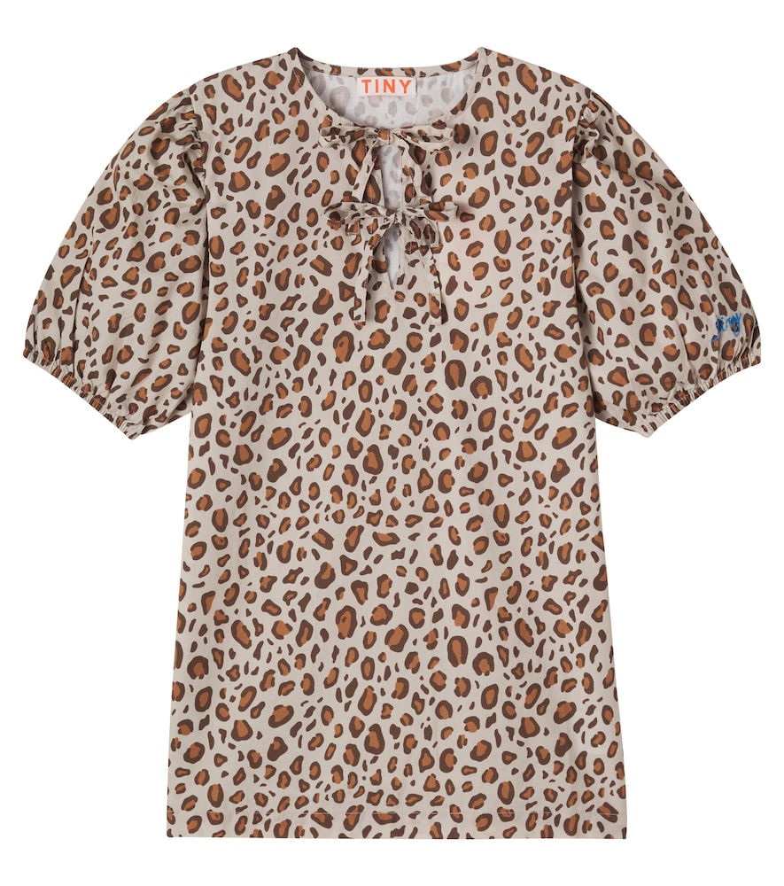 Tinycottons Bow Detail Leopard Print Cotton Dress