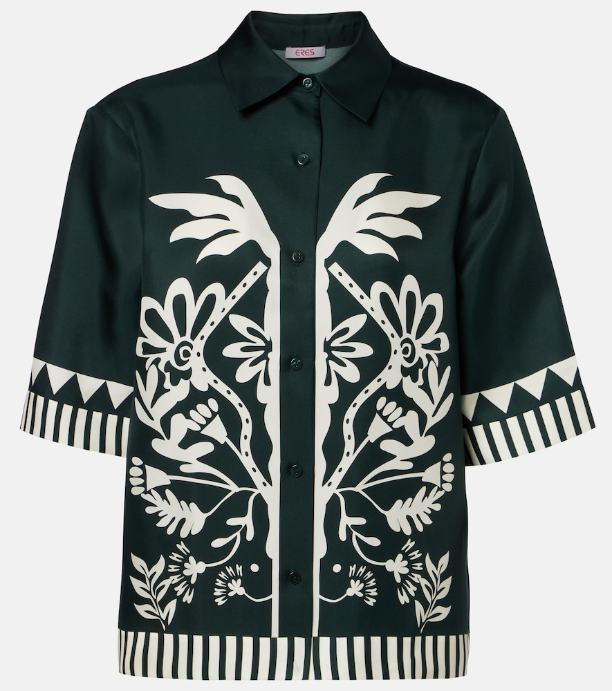 Eres Émeraude printed silk twill shirt