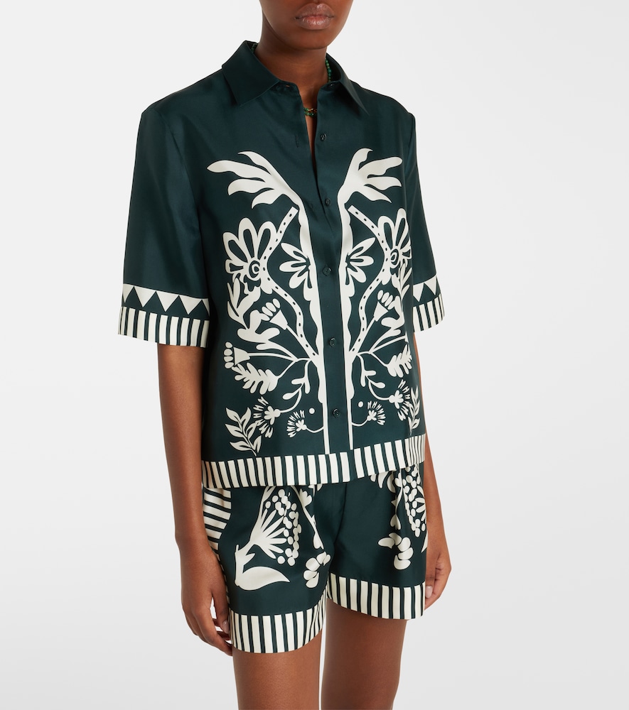  Eres Eres Bedrucktes Hemd émeraude Aus Seiden-twill 