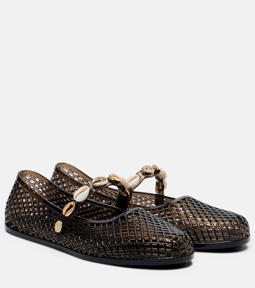 Ancient Greek Sandals Iro embellished fishnet ballet flats