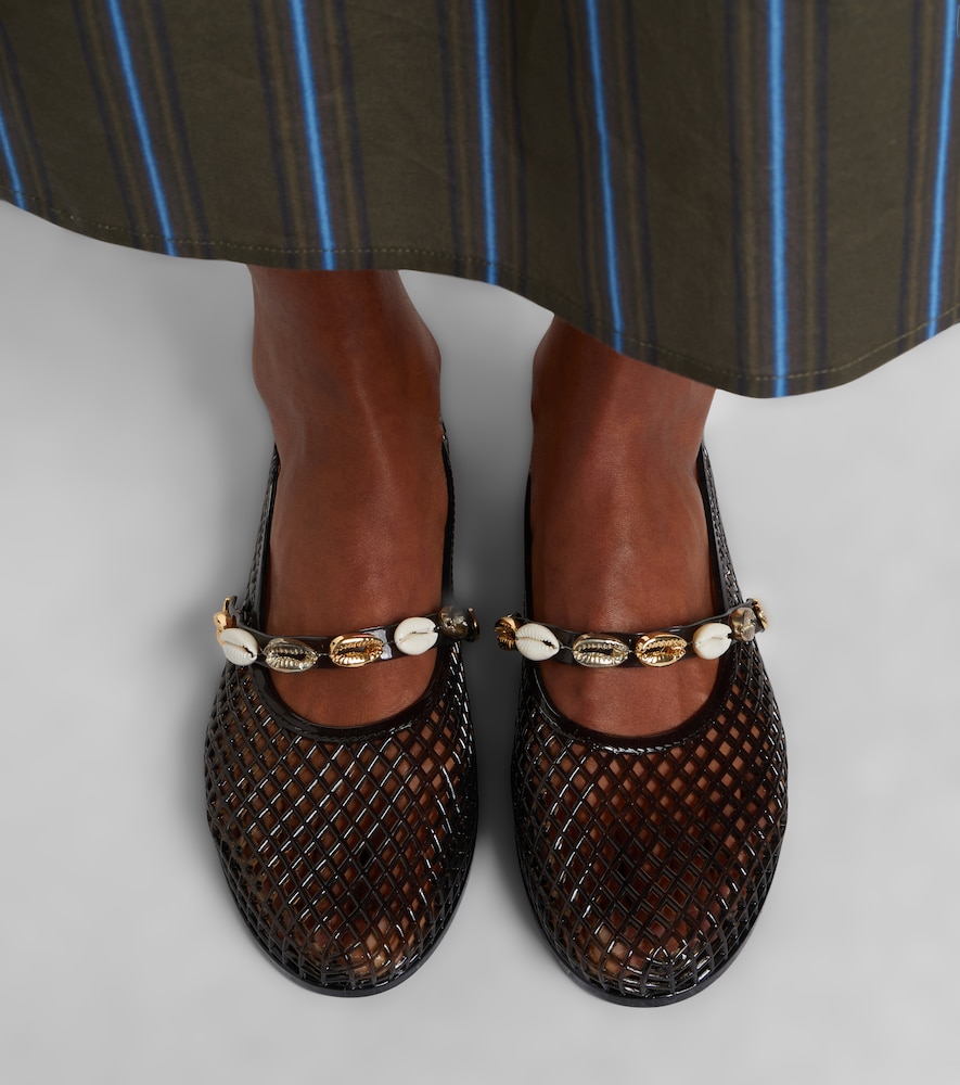 Ancient Greek Sandals Iro embellished fishnet ballet flats