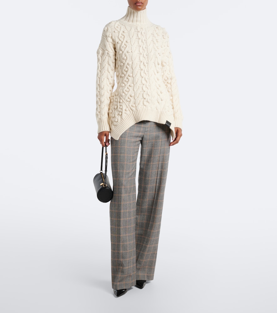 Checked Wool Wide-Leg Pants