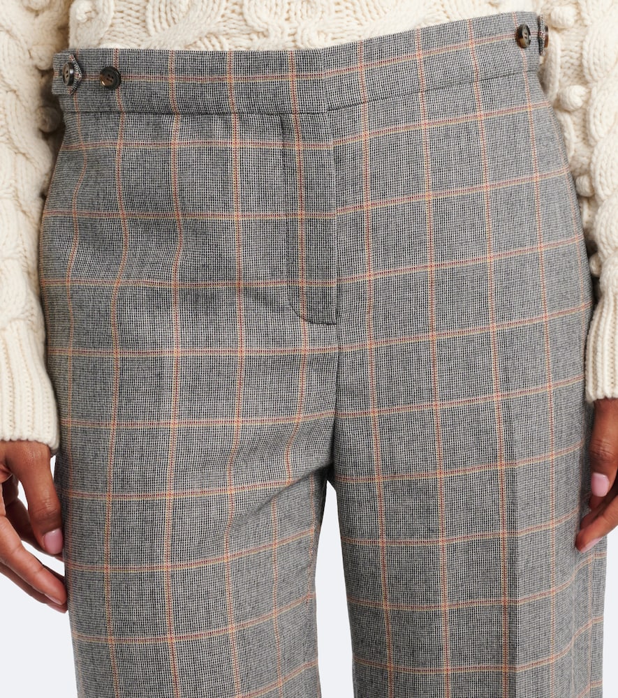 Checked Wool Wide-Leg Pants